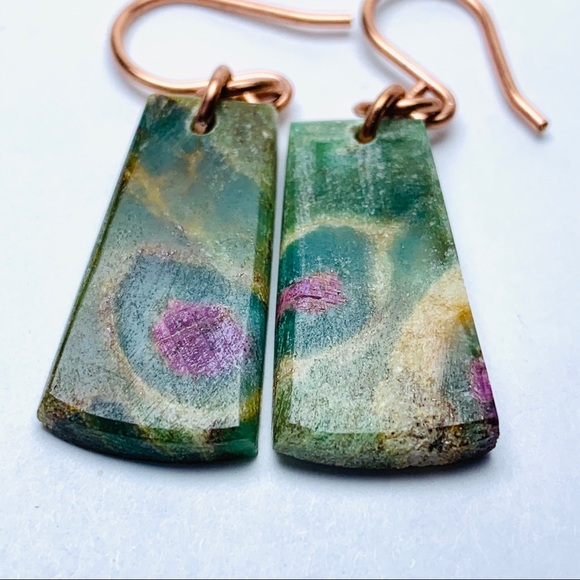 Genuine Ruby Zoisite Earrings - Picture 6 of 9